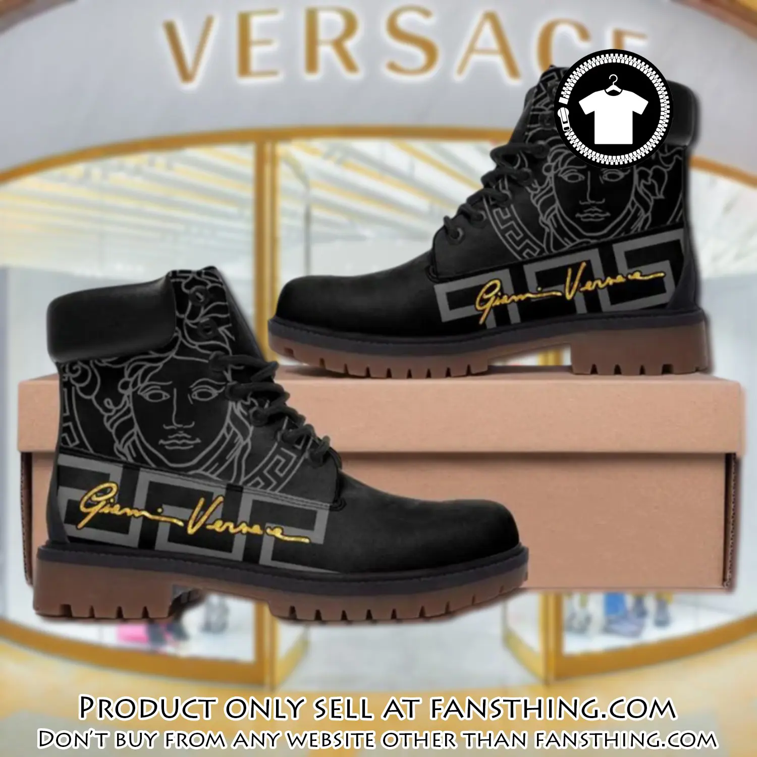 Gianni versace medusa pattern black luxury brand boots premium gifts for men women fst5013651